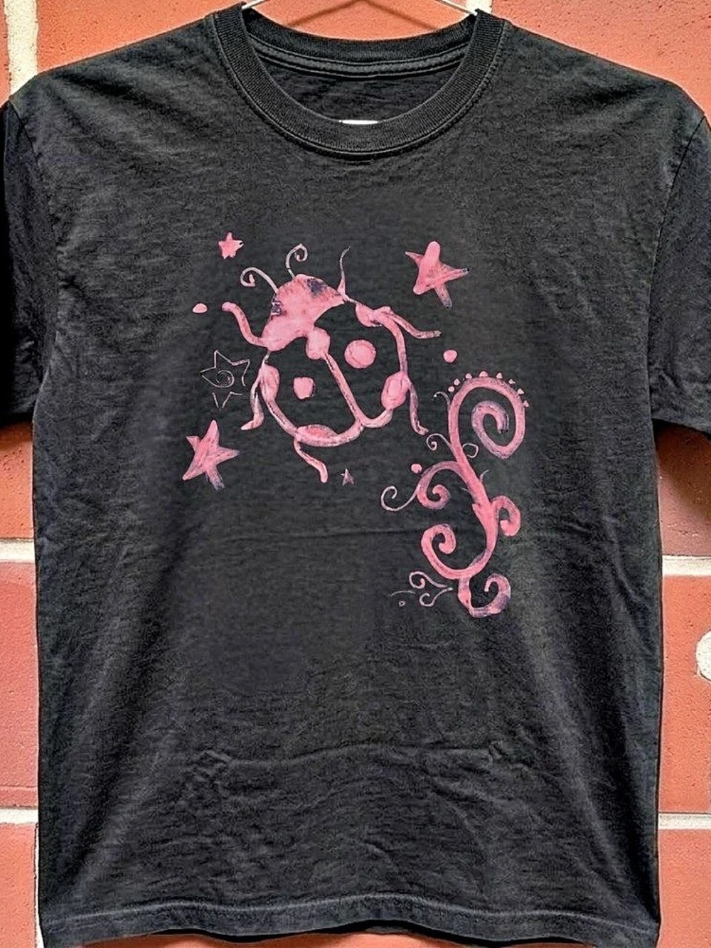 Gildan Black Ladybug Graphic Short Sleeve Tee